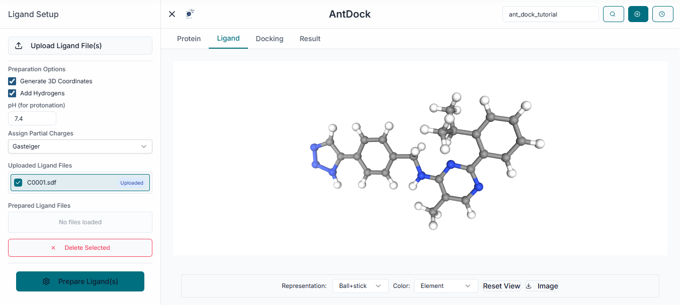Upload Ligands button