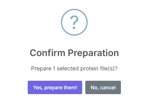 Preparation complete pop-up