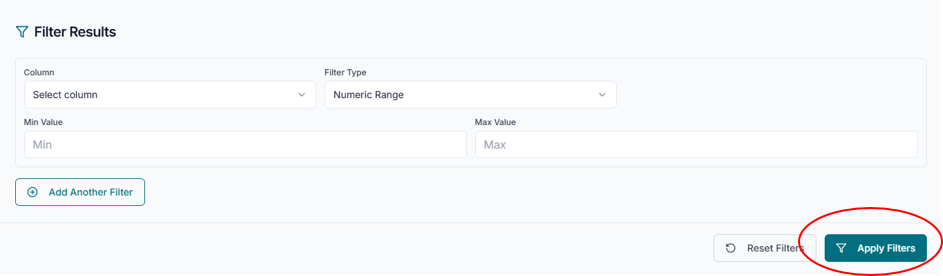 Preview of filtered results